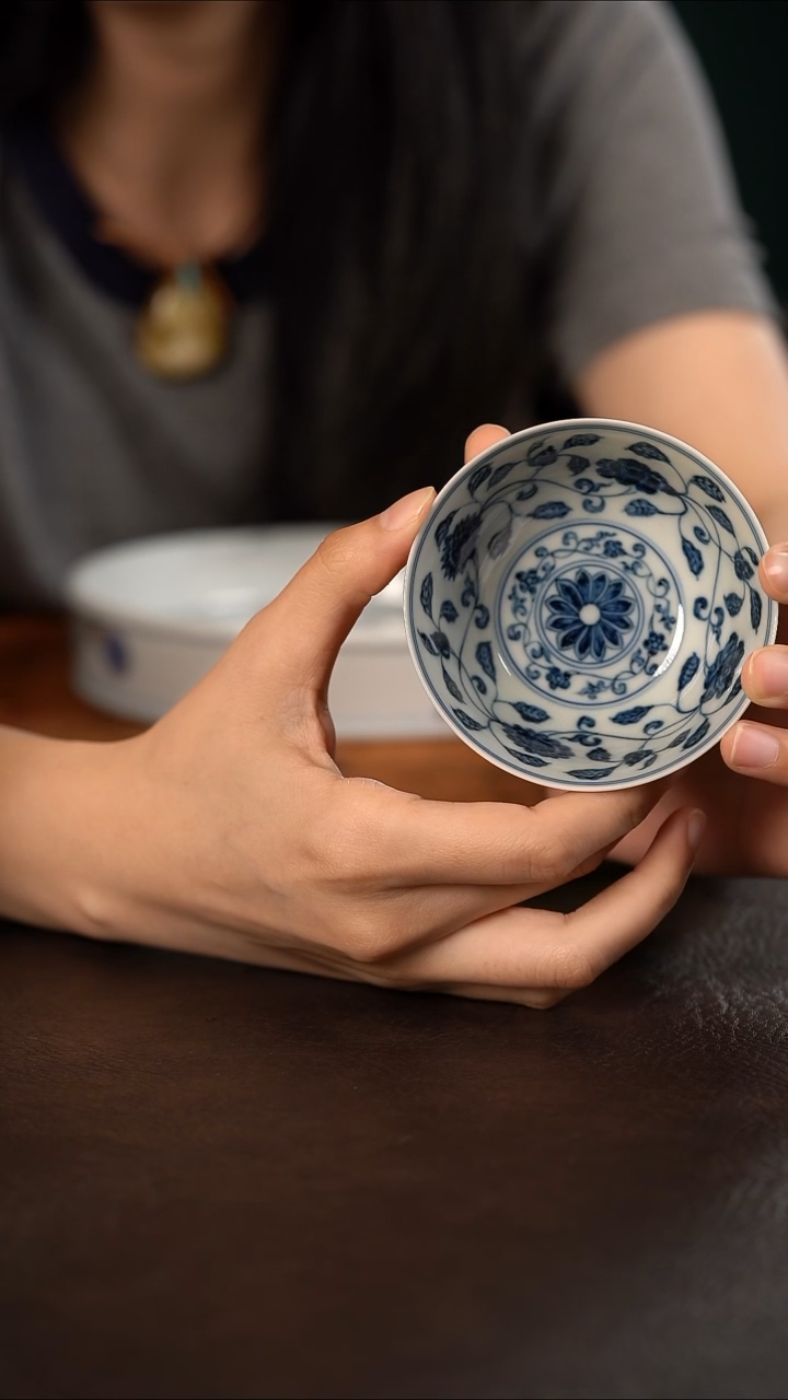 杯柴窑景土造物四季花卉大鸡缸杯