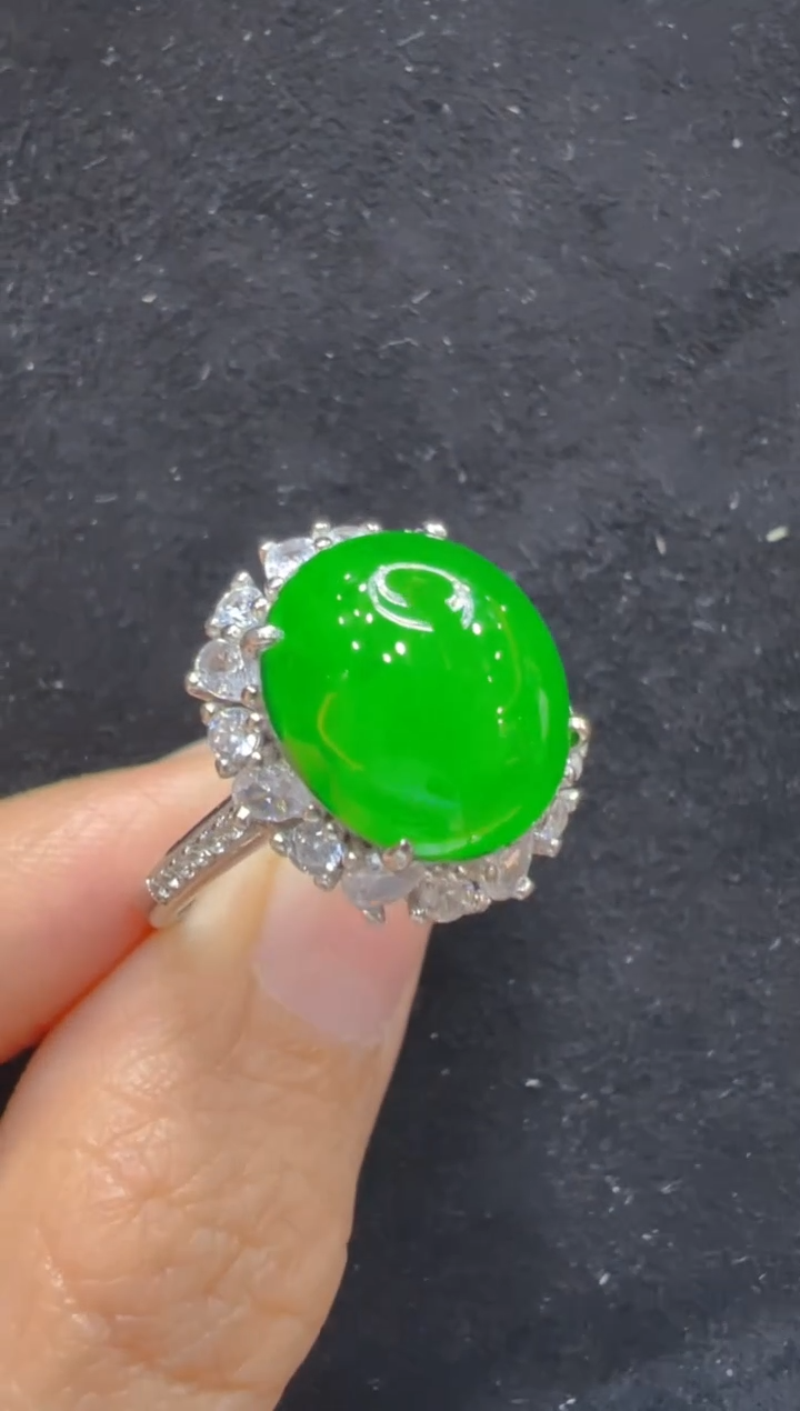 银S925镶嵌戒指翡翠多样性团购发一件