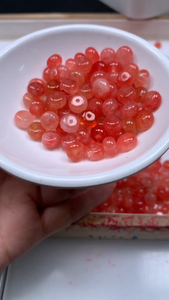 未镶嵌散珠碧玺M824 橙红碧玺算盘5*8mm20个6.8元