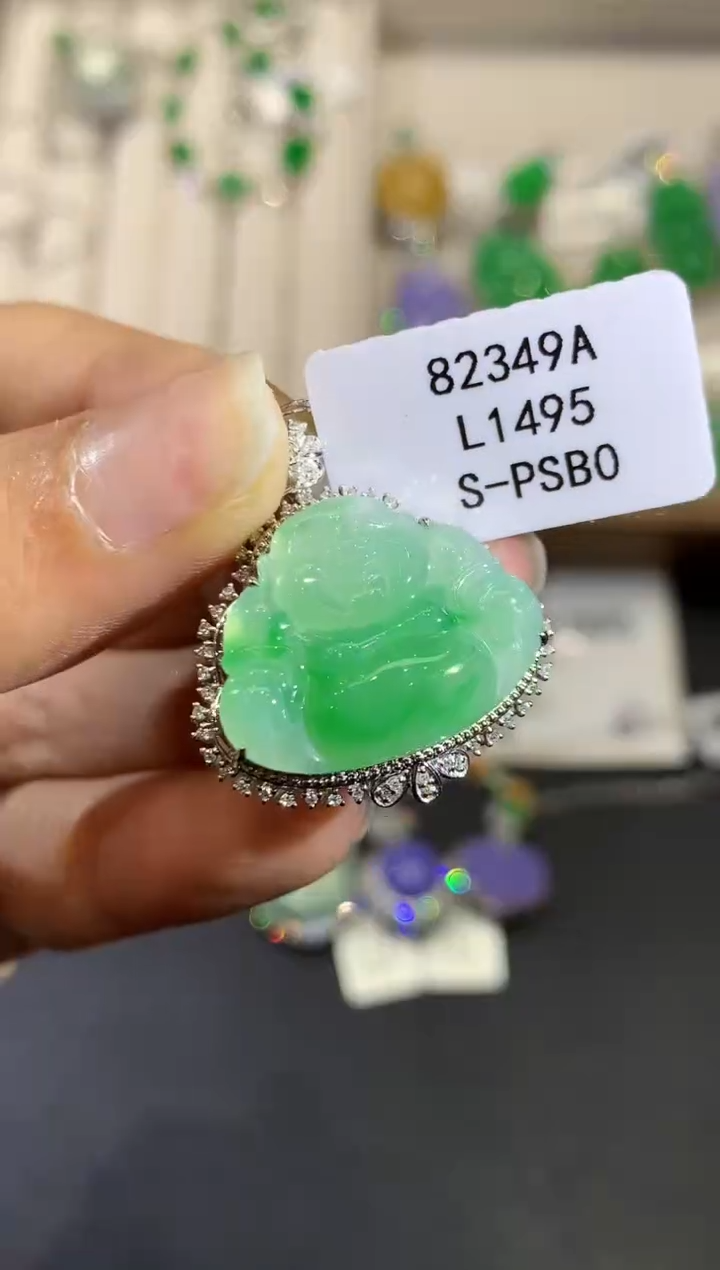 翡翠18K金镶嵌吊坠(不含链)L1495多样性发其一