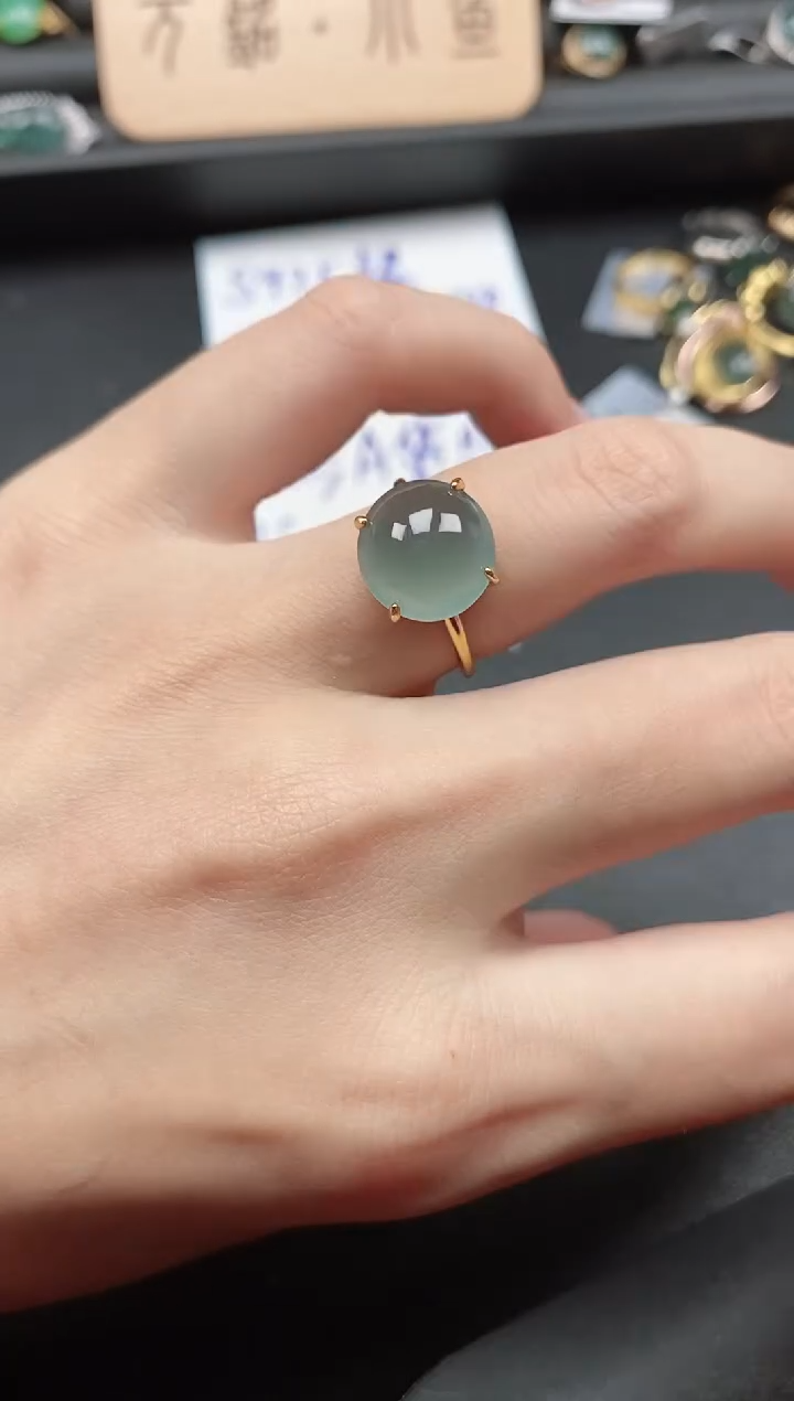 翡翠戒指银S925镶嵌15511