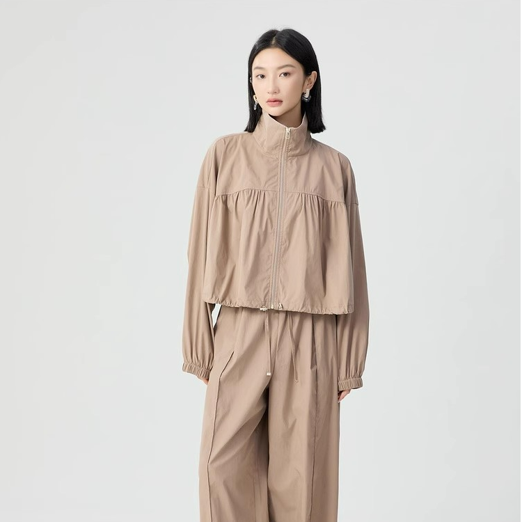 AMASS/阿玛施复古减龄学院风立领格纹夹克外套5400877