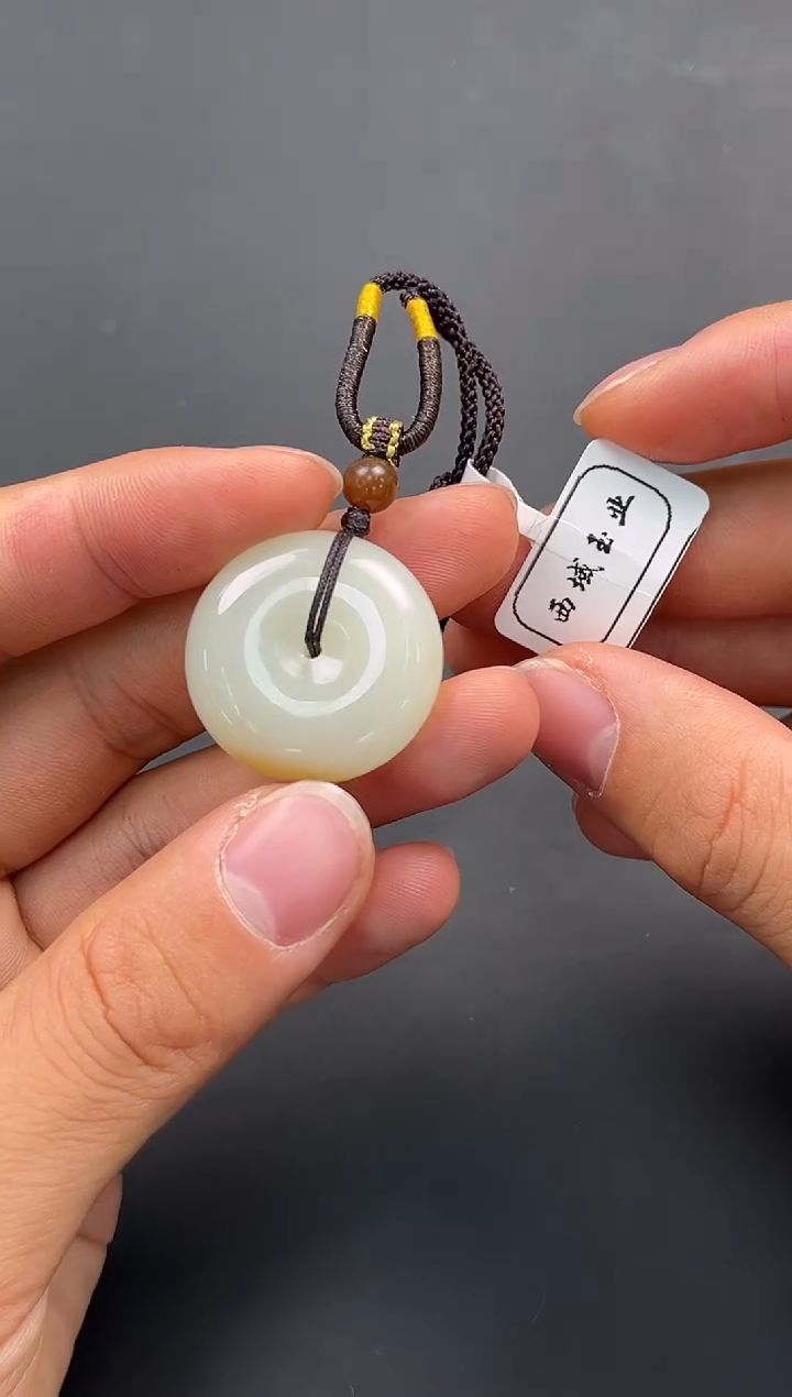 未镶嵌手串和田玉且末金山糖白平安扣微色差