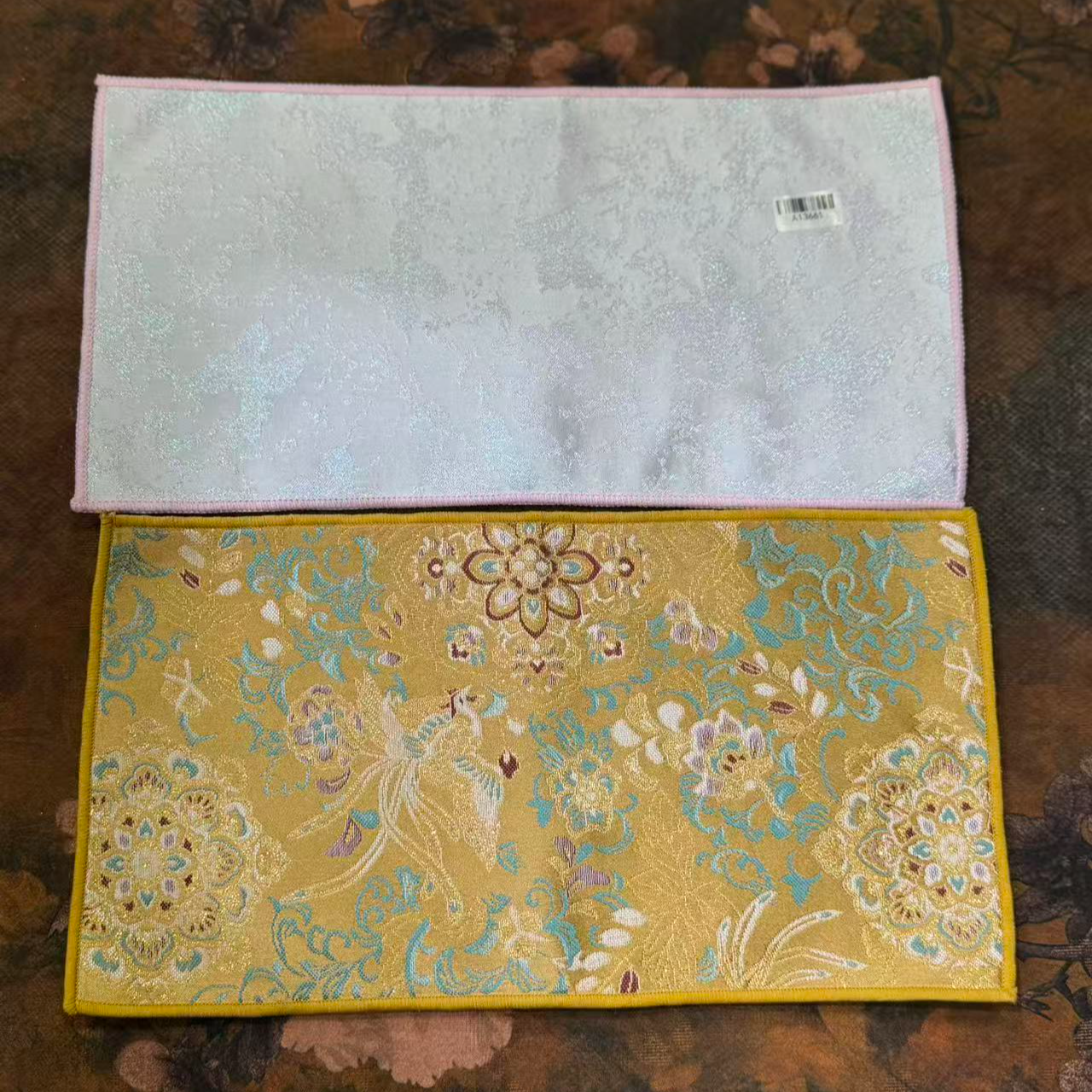 明黄织锦宝相花吸水茶巾ZH1785