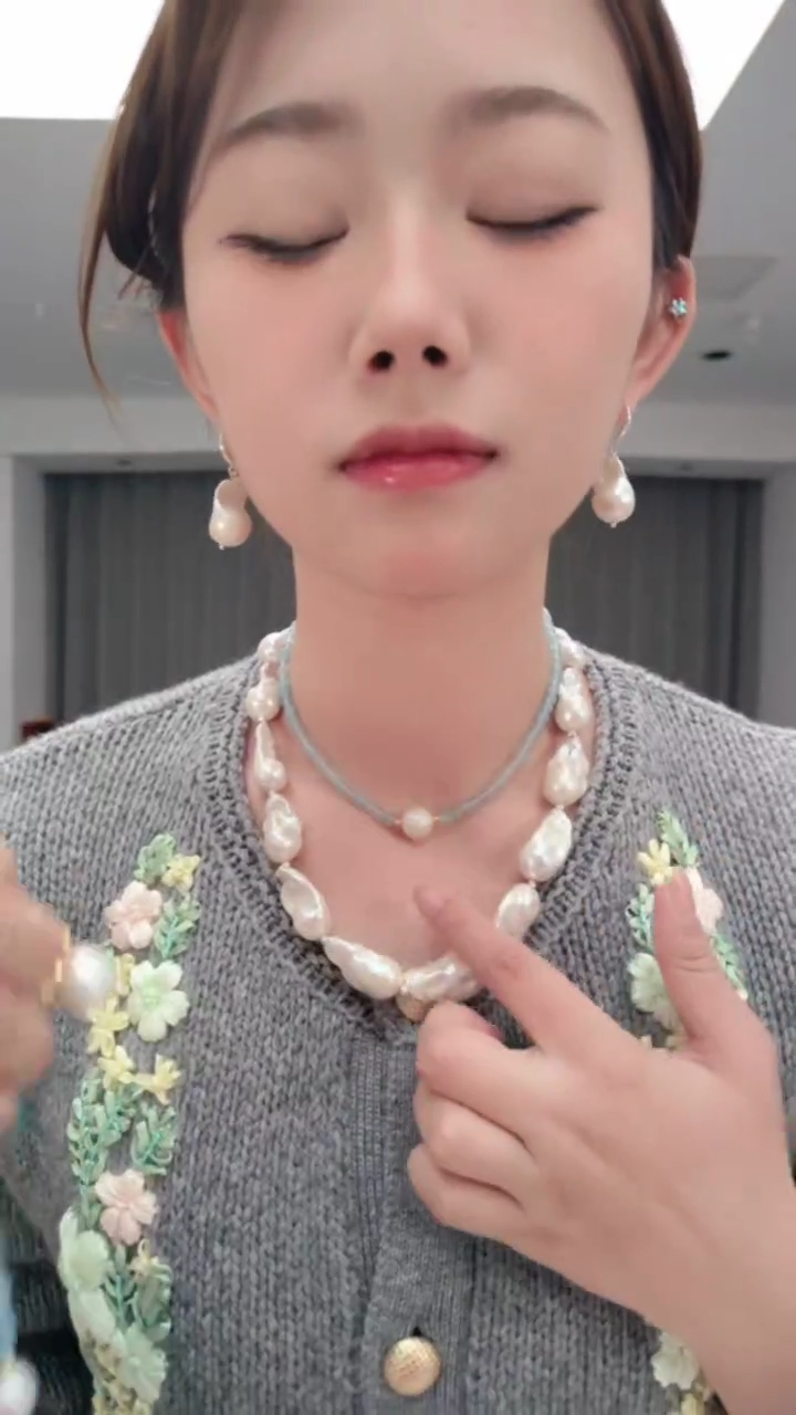 颈饰未镶嵌淡水珍珠1006单珠蓝项链