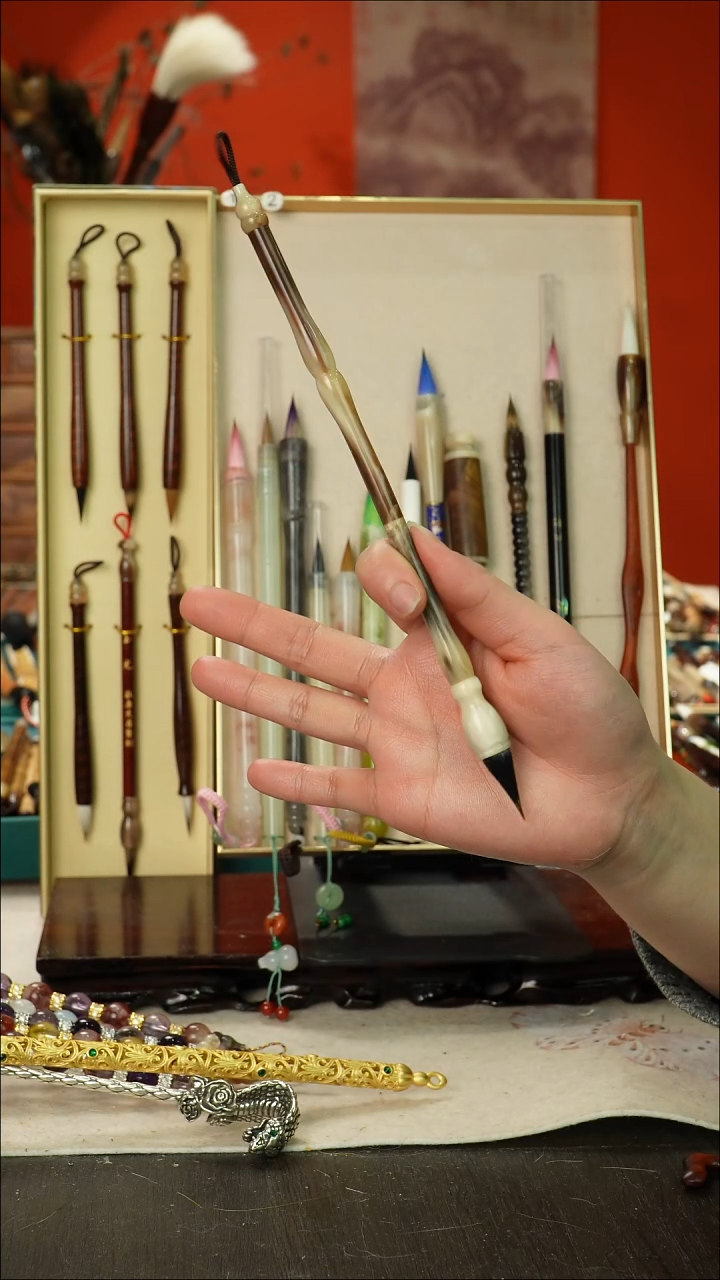 97号闪孤品高货毛笔链接 清水试笔 蘸墨不退