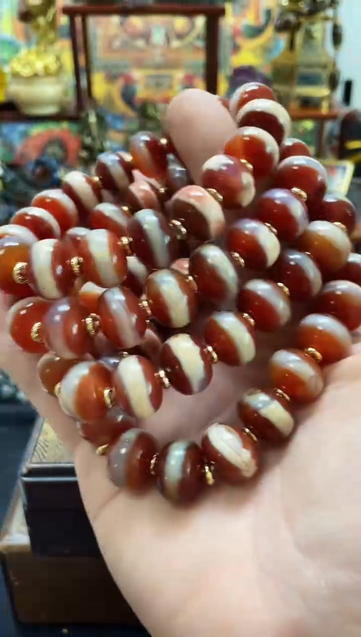 未镶嵌红药师手串玛瑙/玉髓颜色图案多样性随机发一条