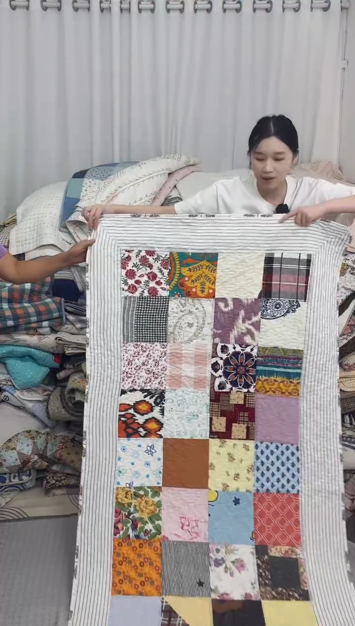 棉90*200灰条纹百家被