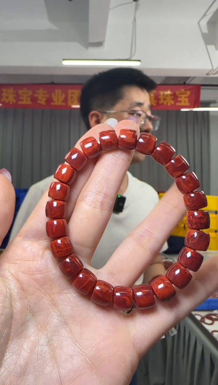 【闪购商品】南红玛瑙手串未镶嵌直切桶珠单圈手串9-10mm