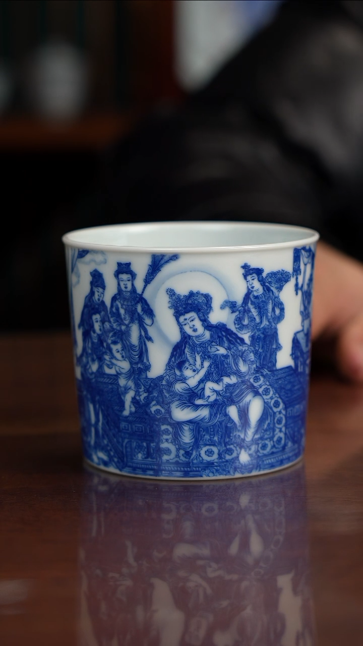 晓竹窑青花姨母育佛图