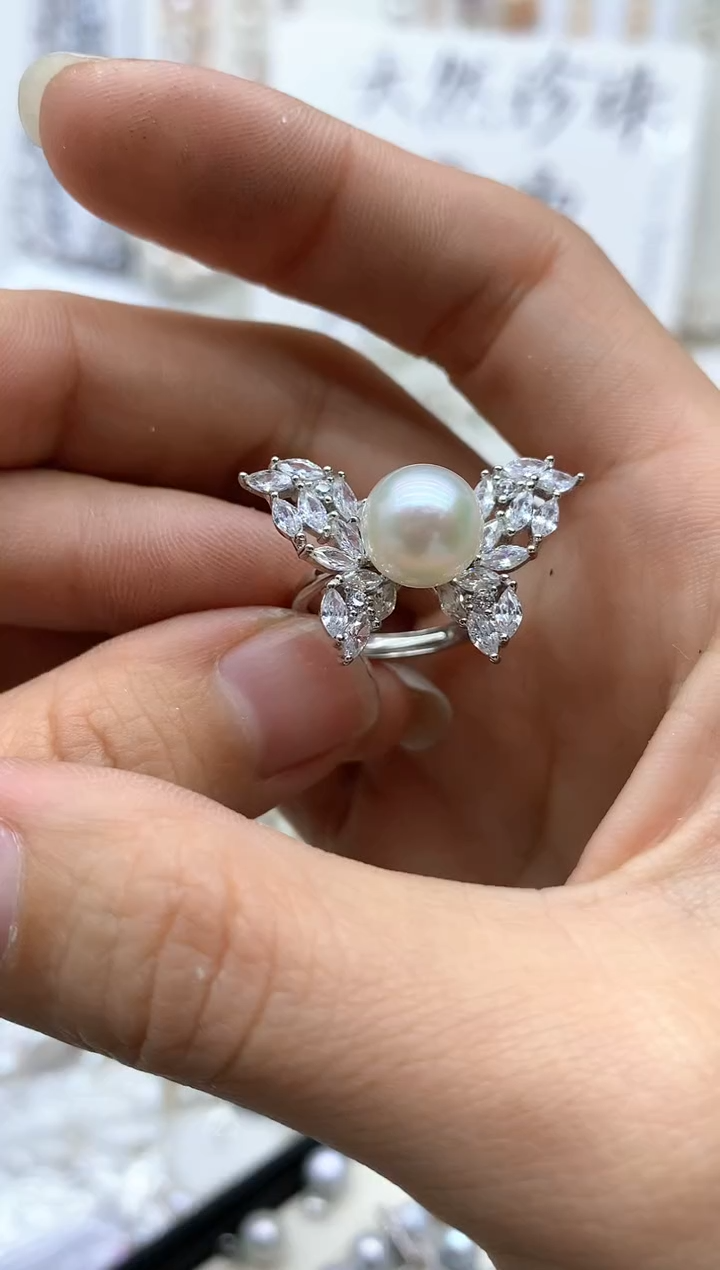 【闪购商品】海水珍珠戒指银S925镶嵌戒指