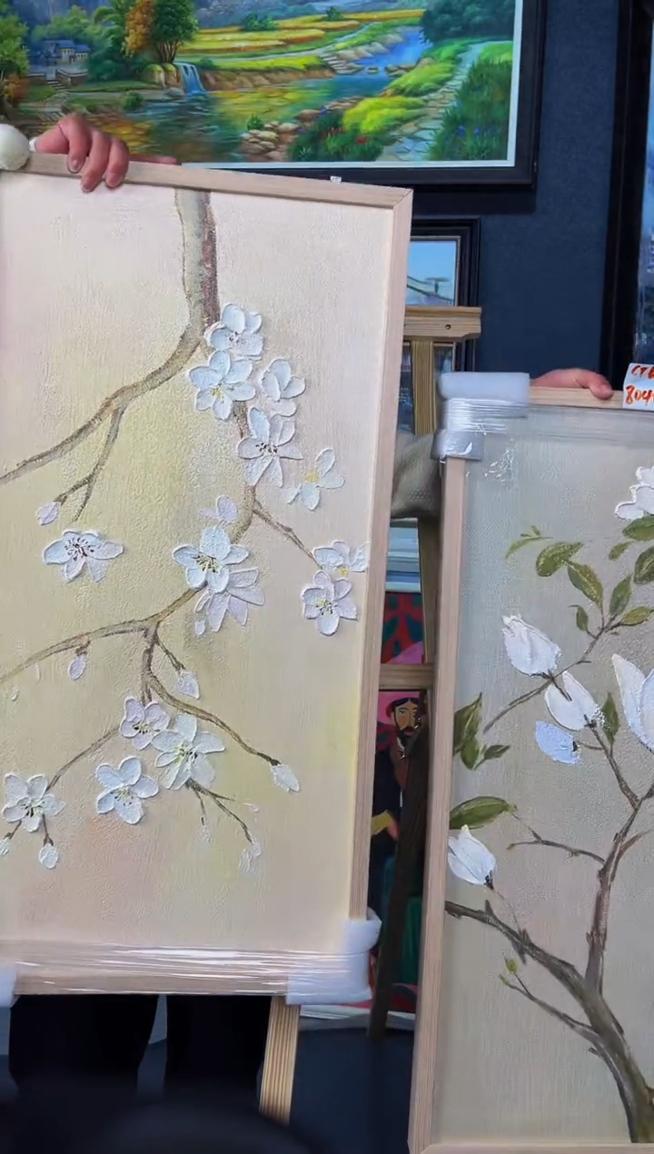 【闪购商品】油画126号 40*80 两幅花卉-手绘油画