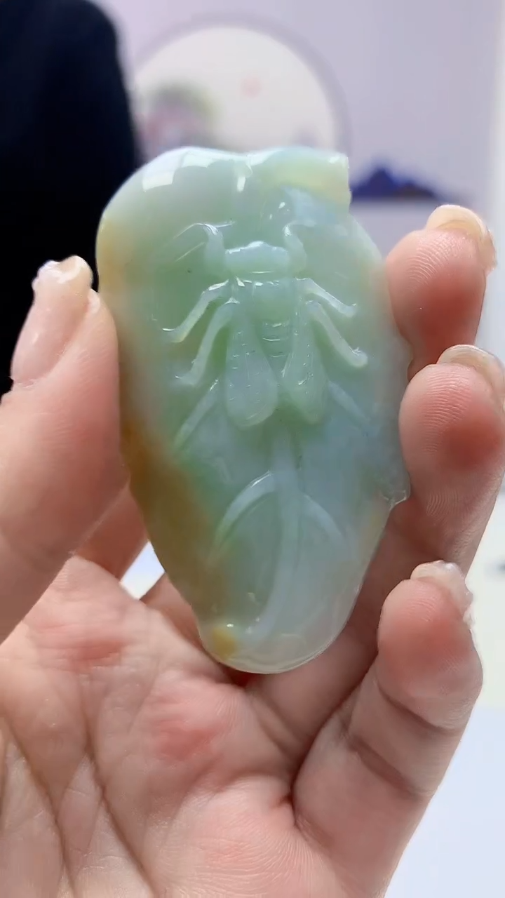 【闪购商品】定制翡翠未镶嵌4902ms-毛货83叶子