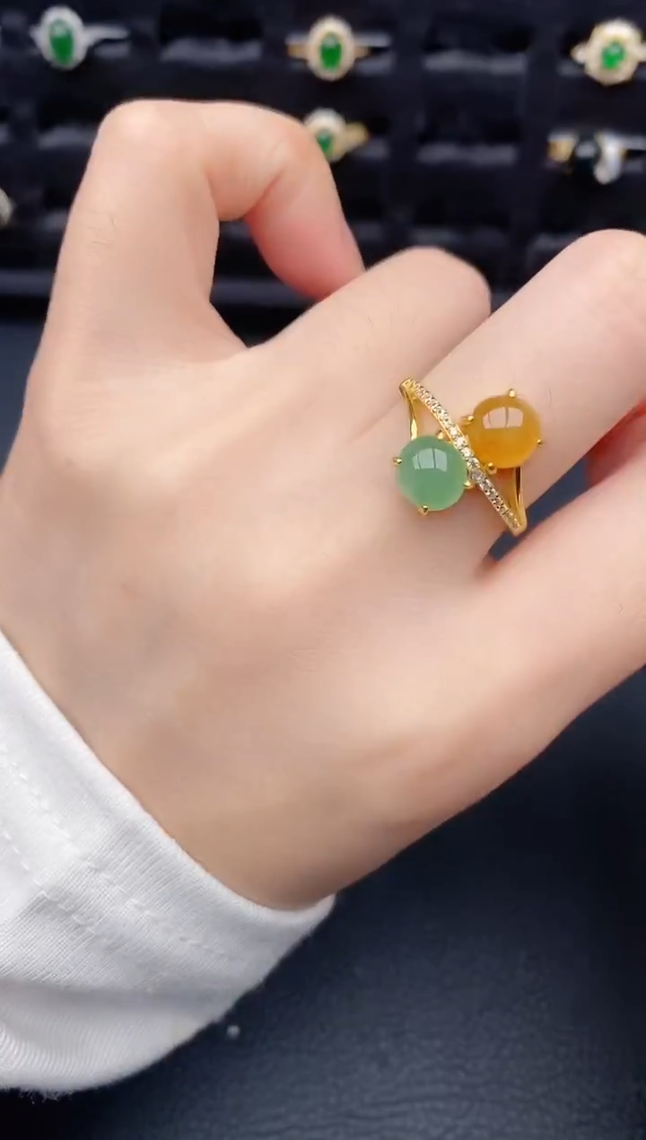 银S925镶嵌戒指翡翠天然a货翡翠105