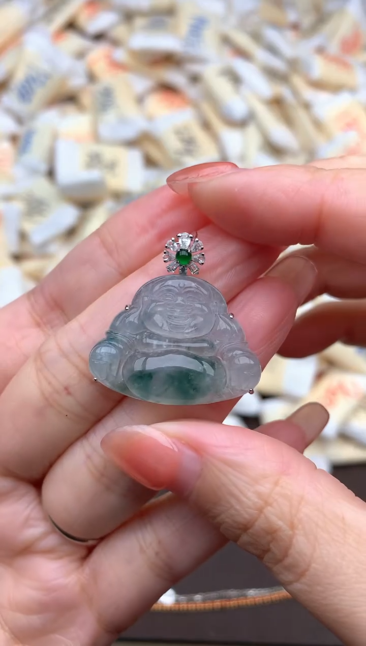 【闪购商品】翡翠挂件18K金镶嵌一