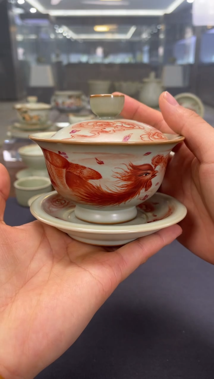 【闪购商品】周泽堂余秀华彩绘浩然大盖碗（凤凰）