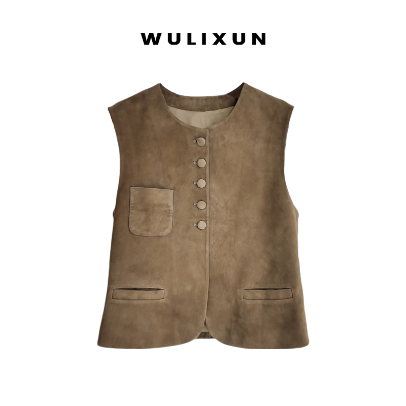 WULIXUN· “城市牧游”肯尼亚进口绵羊皮 真皮马甲 2025新