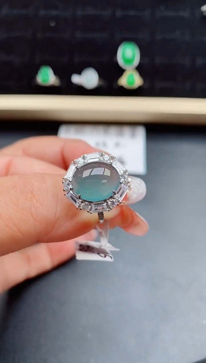 【闪购商品】翡翠戒指银S925镶嵌08500