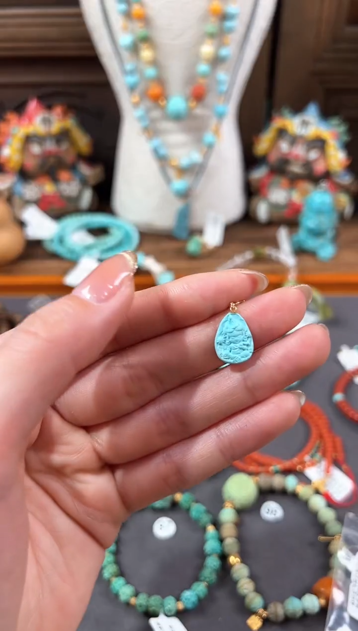 【闪购商品】绿松石提溜18K金镶嵌绿松石提溜