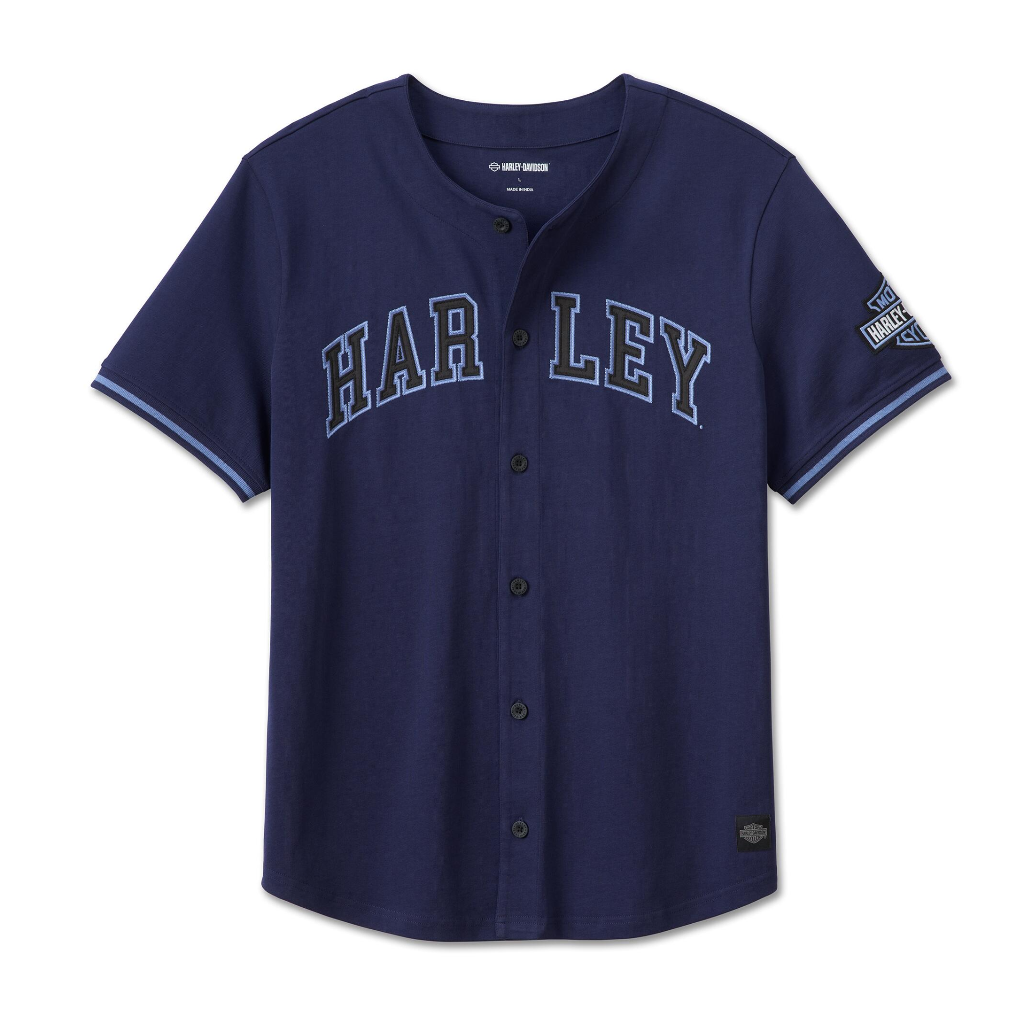 哈雷戴维森刺绣透气男单排扣运动薄款棒球服男装