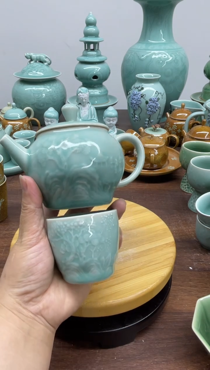 特价青瓷 慧语瓷坊 微瑕一壶一杯