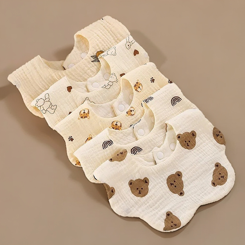 婴儿围嘴6层纯棉纱布花瓣围嘴口水巾新生儿a类新生儿宝宝口水围兜