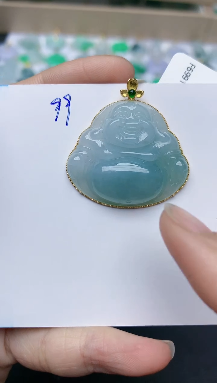 【闪购商品】翡翠颈饰18K金镶嵌天然翡翠A货    