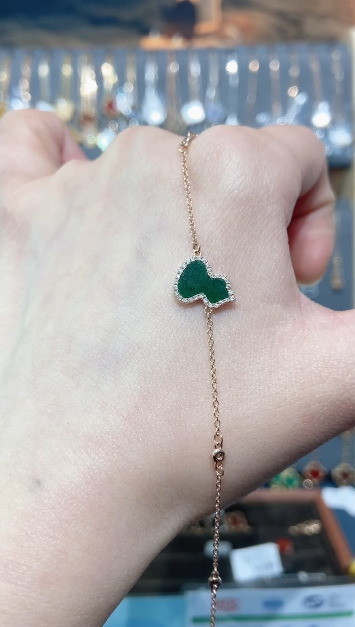 18K金镶嵌手链钻石钻石K玫绿葫芦手链