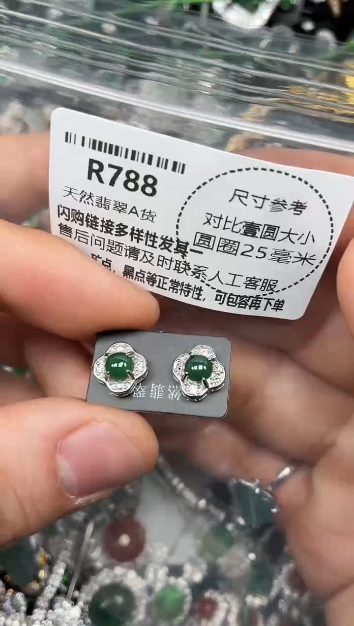 颈饰未镶嵌翡翠R788耳钉