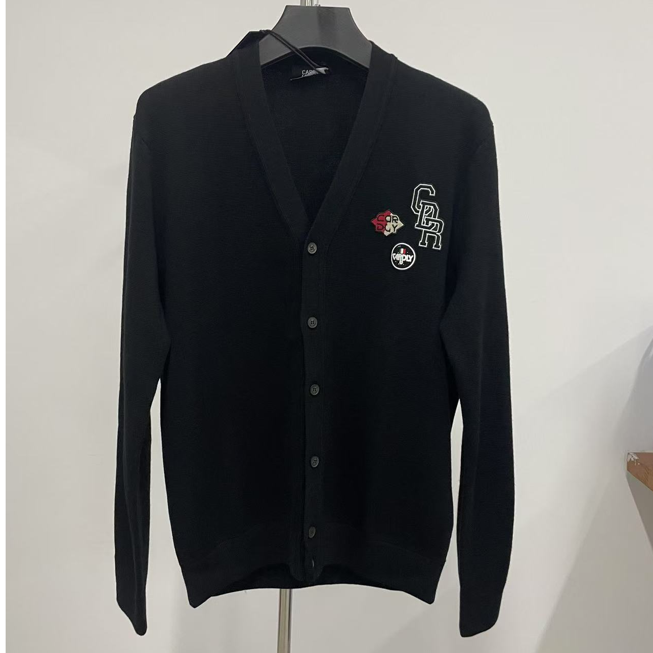 my573早春新款男士轻奢黑色针织羊毛开衫