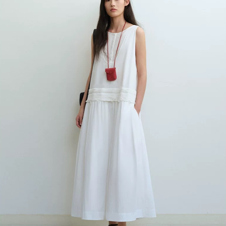 YOEYYOU 25春夏 20848 两件式连衣裙女淡人度假极简无袖背心长裙