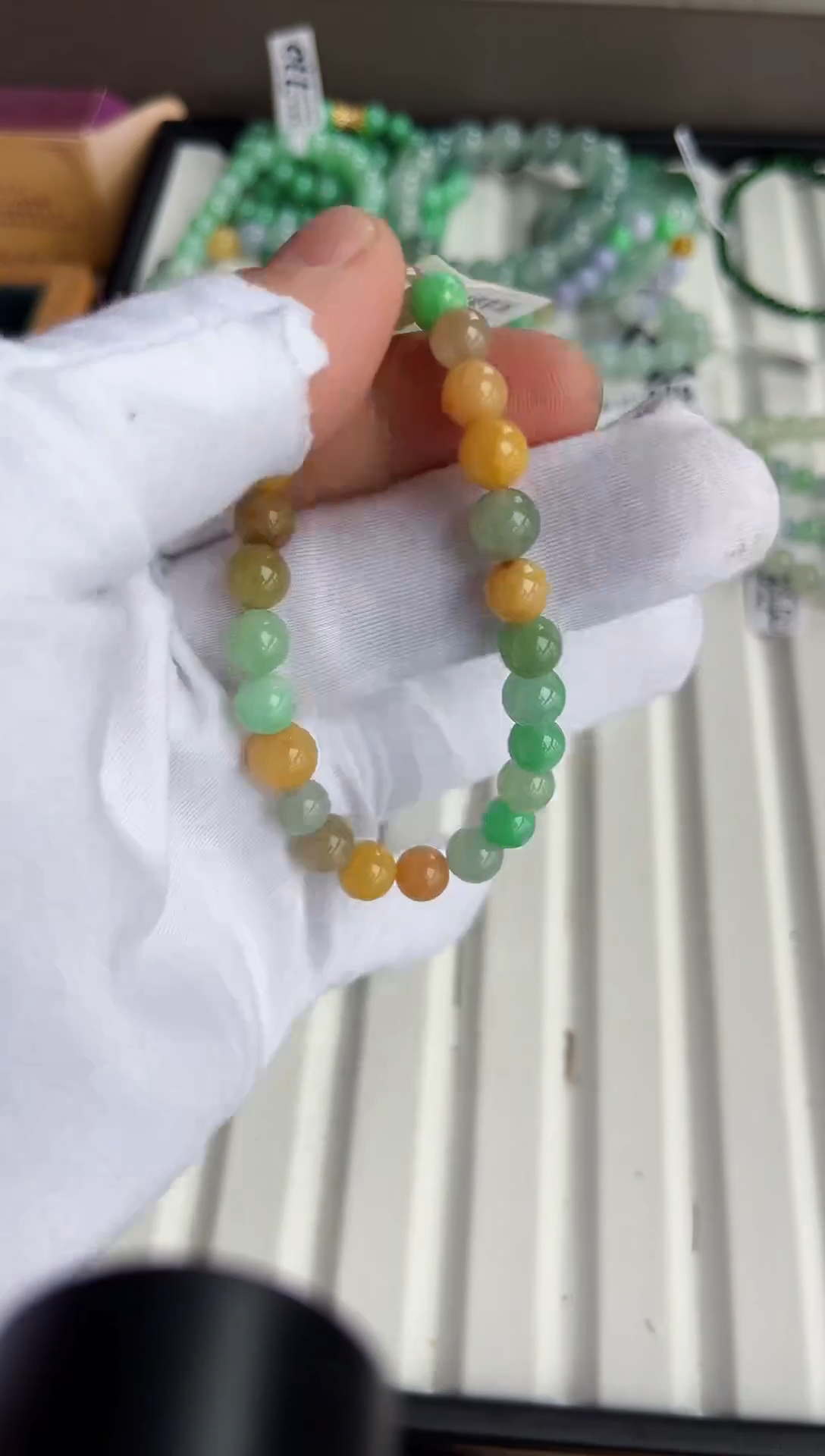 散珠翡翠翡翠手串卡7  有瑕疵