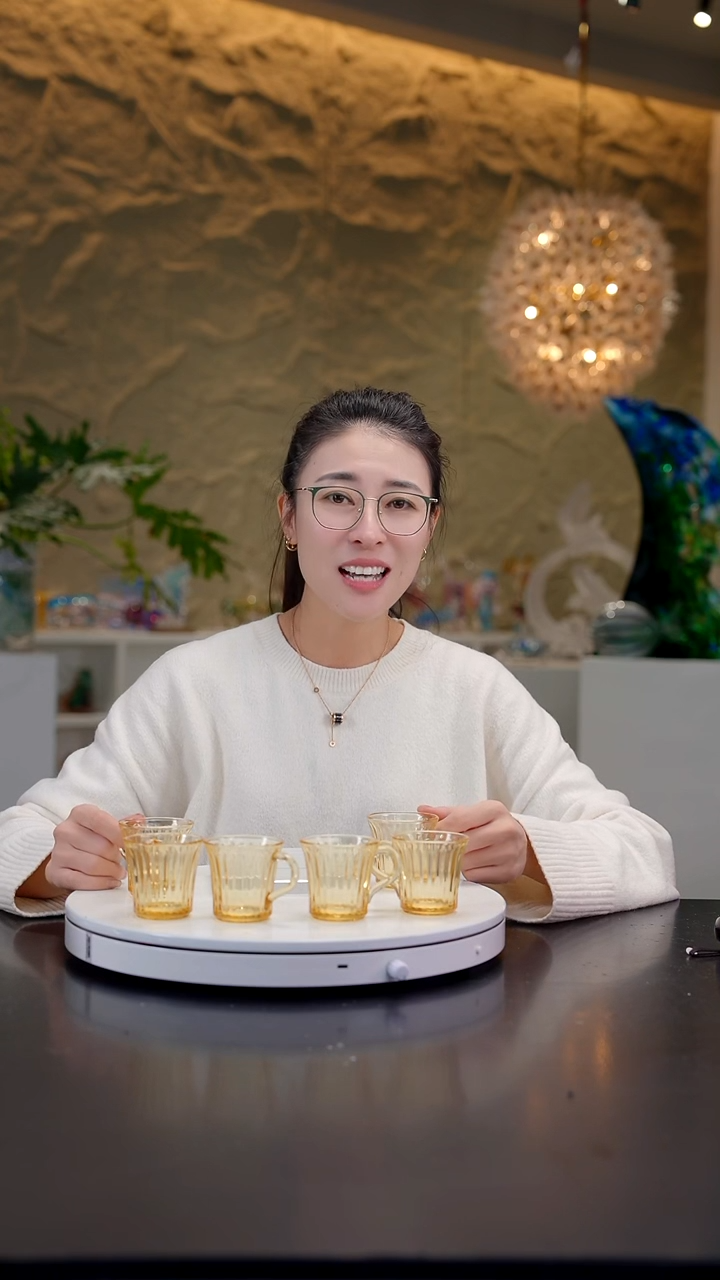 手工艺品琉璃琥珀金带把设计款杯子拍1发6