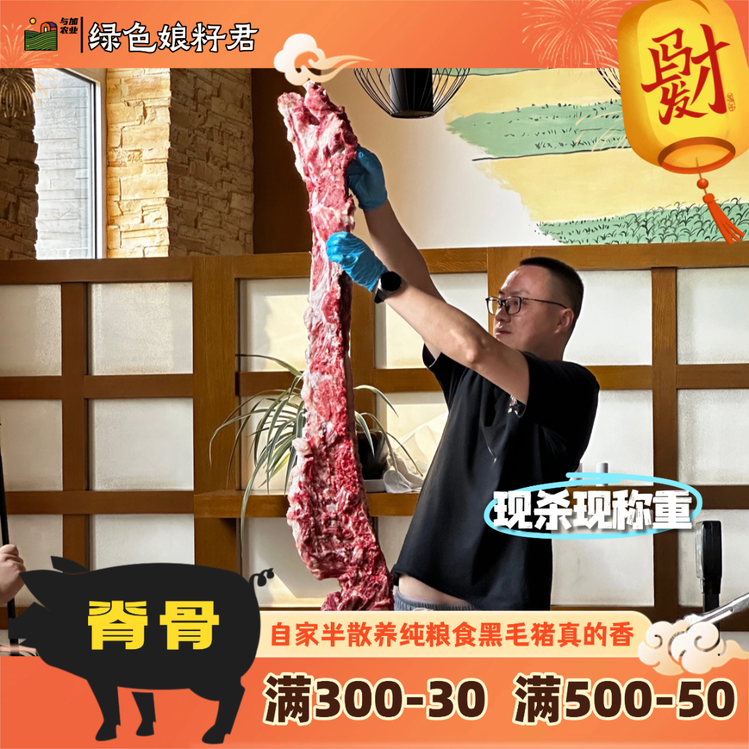 【脊骨大骨--现杀现称重】半散养纯粮食黑猪