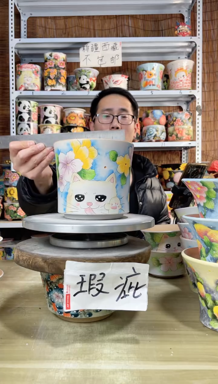 【闪购商品】摆件232陶花岛多肉陶瓷花盆罐——微瑕