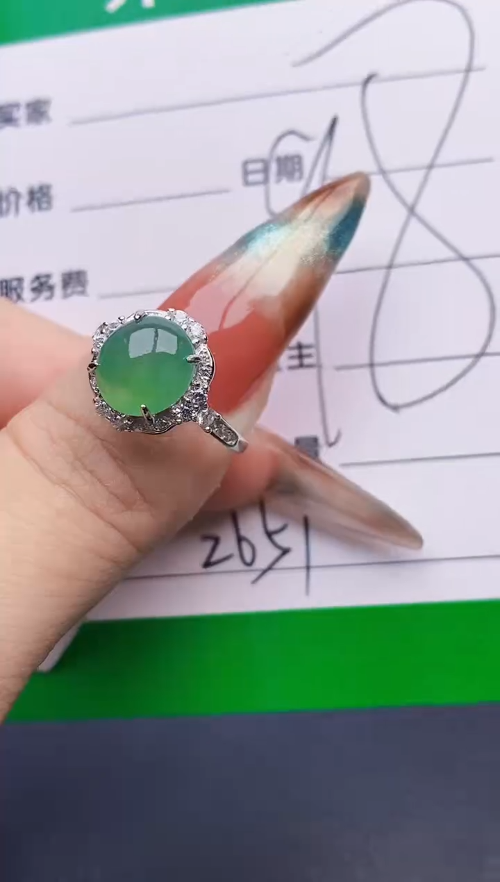 银S925镶嵌戒指翡翠2651