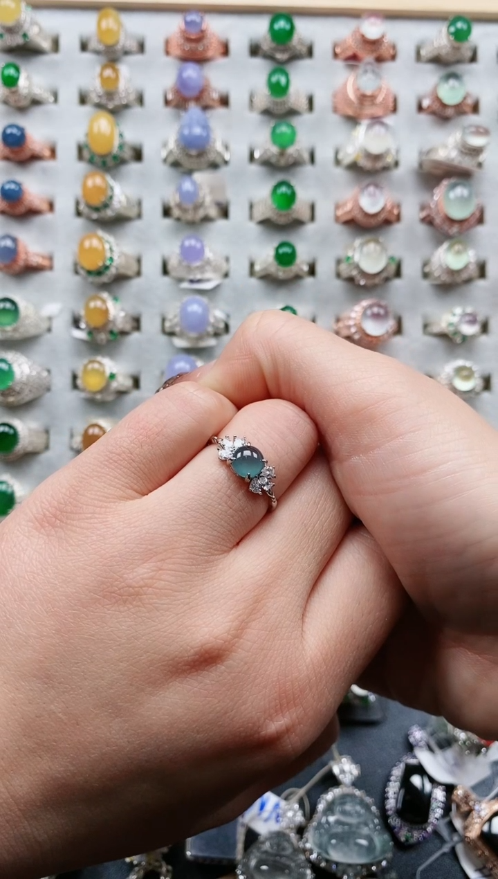 【闪购商品】翡翠戒指银S925镶嵌天然翡翠女戒专场