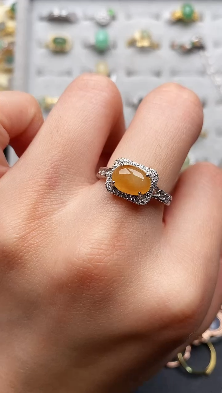 【闪购商品】翡翠戒指银S925镶嵌6666666+10