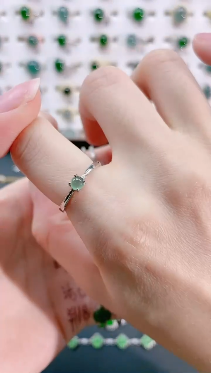 【闪购商品】翡翠戒指银S925镶嵌天然翡翠