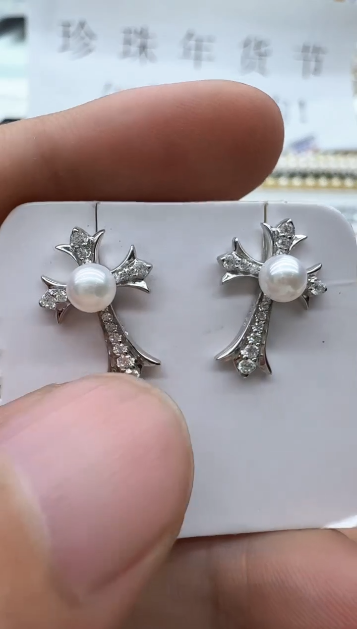 【闪购商品】海水珍珠耳饰银S925镶嵌清货