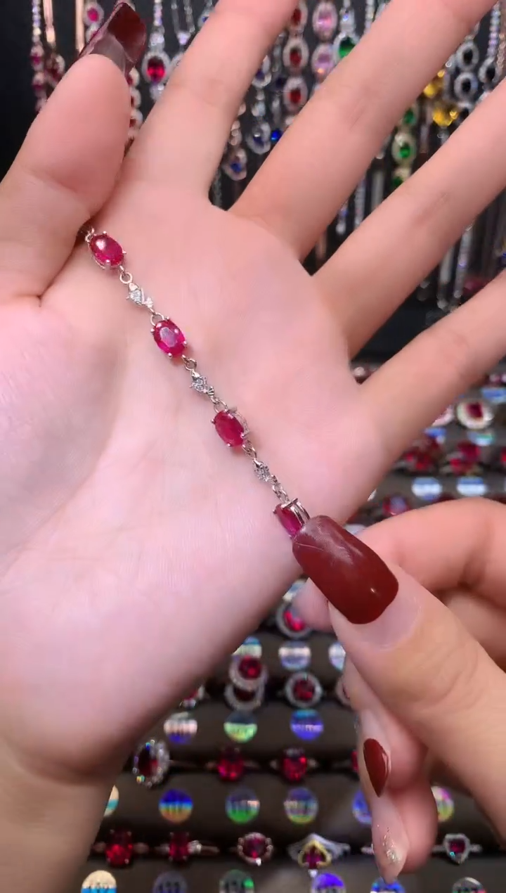 【闪购商品】红宝石手链银S925镶嵌银色
