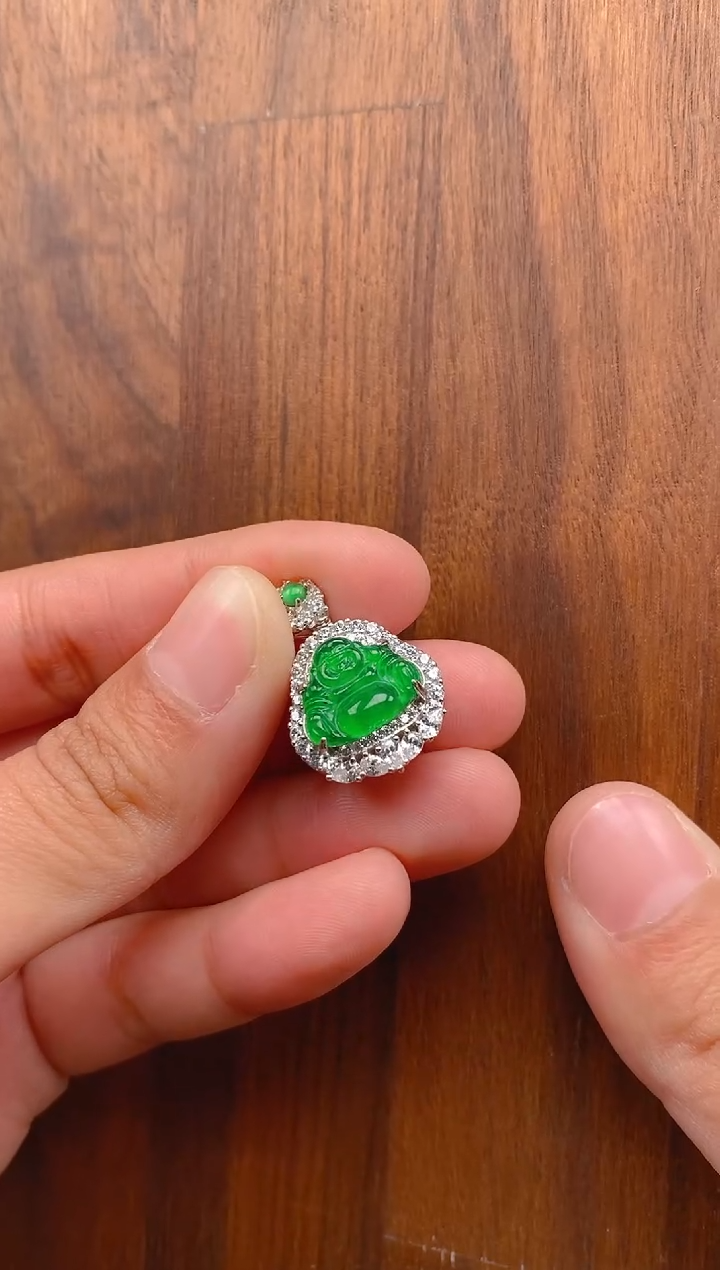 【闪购商品】翡翠吊坠(不含链)银S925镶嵌佛公吊坠