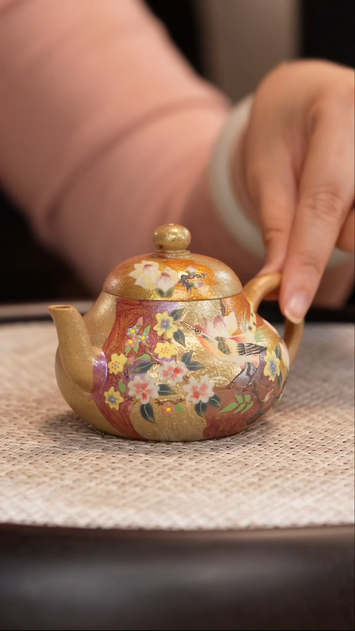茶壶紫砂【沈建康】鎏金幻彩烧 梨形 180cc