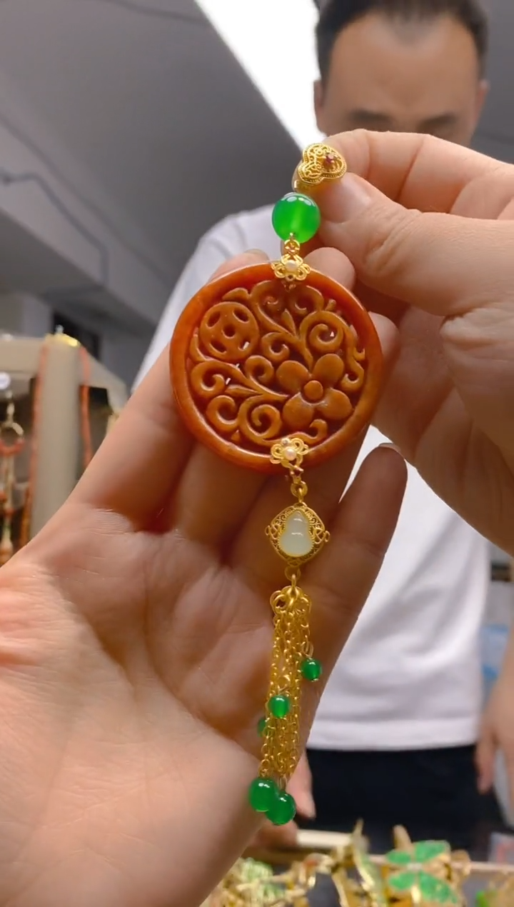 【闪购商品】碧玺耳饰合金0361翡翠压襟