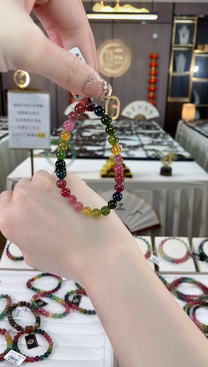 单圈手串6mm+未镶嵌碧玺dan多样性发货一条