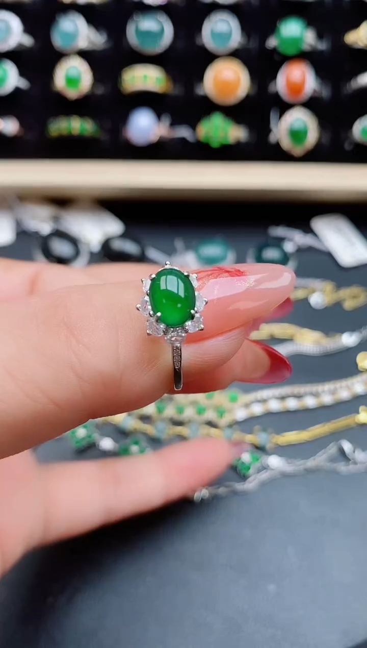【闪购商品】翡翠戒指银S925镶嵌12121