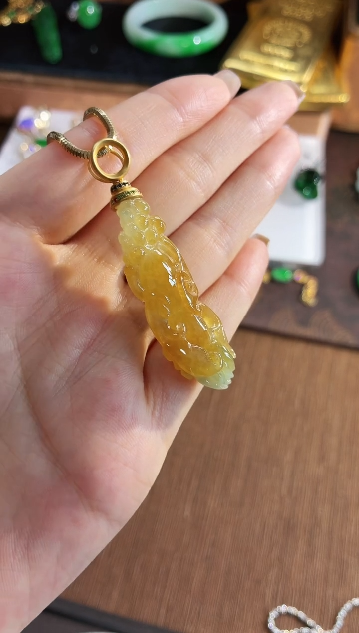 翡翠18K金镶嵌吊坠(不含链)吊坠