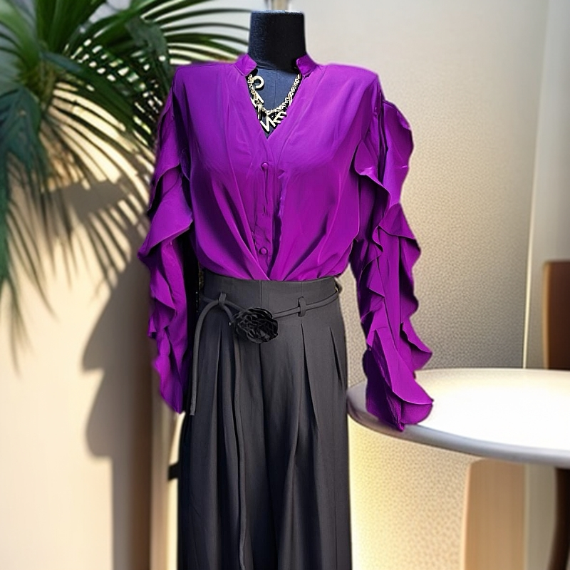 飞哥家小众设计菲边衬衫三色时尚洋气个性十足春夏新款