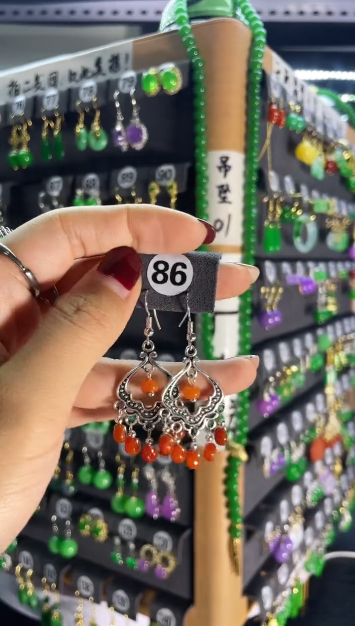 【闪购商品】翡翠耳饰银S925镶嵌86   