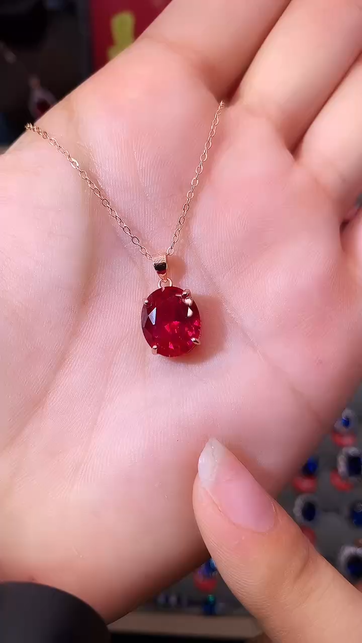 【闪购商品】红宝石吊坠(赠链)银S925镶嵌1111